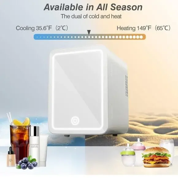 Skincare Mini Fridge Dimming LED Mirror (4 Liter6 Can)
Cooler Warmer Makeup Food - Picture 3 of 7